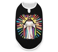 Ah Men Funny LGBT Gay Christ Rainbow Christian Dog Shirts Patterned Pet Clothes Tank Top Sleeveless T-Shirt for Cats Puppy L