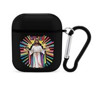 Ah Men Funny LGBT Gay Jesus Rainbow Christian Earphone Case Cover Compatible with AirPods 1&2 Shockproof Bluetooth Headset Case Black-style