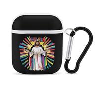 Ah Men Funny LGBT Gay Jesus Rainbow Christian Earphone Case Cover Compatible with AirPods 1&2 Shockproof Bluetooth Headset Case White-style