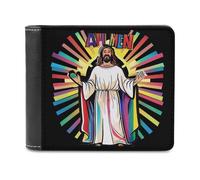 Ah Men Funny LGBT Gay Jesus Rainbow Christian Men's Bifold Wallet Slim Cash Card Holder Leather Purse