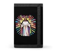 Ah Men Funny LGBT Gay Jesus Rainbow Christian Trifold Wallet Cute Card Slots Holder Clutch Purse Wallets for Men Women