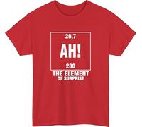 AH! The Element of Surprise T-Shirt Periodic Table Tee Chemistry Meme Nerd Gift Top Red