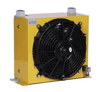 AH1012T-CA Oil Cooler with Fan 100L/min Air Cooled Oil Radiator Plate Heat Exchanger Low Noise Widely Application(25W DC12)