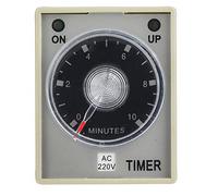 AH3-3 Electronic Timer Relay with Adjustable Release Delay, 8 Pin Terminal Configuration, 10 Minute Time Capacity, Compatible with 35 mm Rail Mounting, 85 to 110 Percent Voltage (220V)