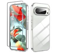 AHABIPERS Clear Phone Case for Google Pixel 9 and Pixel 9 Pro Case + 3 Tempered Glass Screen Protector - HD Clarity Bubble-Free Installation, Not-Yellowing Crystal Clear Hybrid Cover