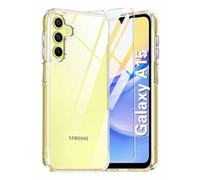 AHABIPERS Clear Phone Case for Samsung Galaxy A15 5G/4G + 3 Tempered Glass Screen Protector, HD Clarity Bubble-Free Installation, Slim Soft TPU Anti-Scratch Silicone Cover