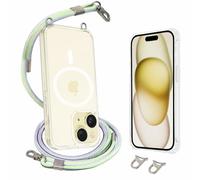 AHABIPERS Crossbody Lanyard Phone Case for iPhone 15 Case Kit, Classic Hybrid Magnetic Case Compatible with MagSafe (Clear) + Necklace Phone Cover with Adjustable Strap for iPhone 15 6.1 inch