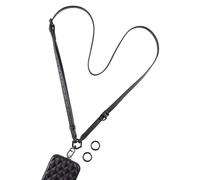 AHABIPERS Crossbody Phone Lanyard, Adjustable Universal PU Leather Neck Strap, Personalised Necklace Chain Charm for iPhone/Samsung and All Smartphones, Handbag, Bag, Purse, Keys, ID Holder - Black