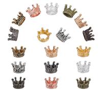 AHADERMAKER 90Pcs King Crown Spacer Beads, 9 Colors Tibetan Style Alloy Queen Crown Beads, Large Hole Metal Charms Connector Bead for Bracelets Necklaces Earrings DIY Jewelry Making