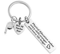AHAETH Gym Teacher Gifts Keychain for Men Women Male from Student Physical Education Retirement P E PE Coach Keychain, Silver