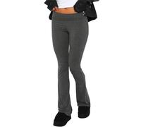 Ahafeni Women Flare Leggings Skinny Trouser Ladies Mid Rise Bootcut Stretchy Yoga Pants Long Y2k Joggers Lounge Sweatpants (Dark Grey, M)