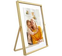 AhaGo Gold Floating Picture Frame, 5x7 Inches, For Photo 5x7, 4x6, 3x5, Small Frame, Vertical, Classy For Mother's Day, Anniversary, Birthday