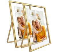 AhaGo Gold Floating Picture Frame, Set of 2, 5x7 Inches, For Photo 5x7, 4x6, 3x5, Small Frame, Classy For Mother's Day, Wedding, or Birthday