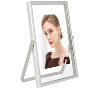 AhaGo Silver Floating Picture Frame, 4x6 Inches, For Photo 4x6, 3x5, 2x3, Mini Frame, Vertical, Classy For Wedding, Anniversary, Birthday