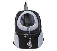 Ahagut Pet Carrier, Breathable Double Shoulder Strap Backpack for Small Dogs and Cats Walking or Traveling, with Drawstring (Black, S)
