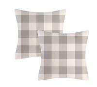 AHAHM Grey and White Buffalo Check Plaid Throw Pillow Covers Farmhouse Decorative Throw Pillow Case Indoor Outdoor Cushion Cover Pillowcase for Sofa 18 x 18 Inch Set of 2