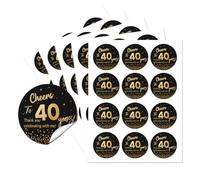 AHANDMAKER 1.97 Inch Cheers to 40 Years Sticker Labels, 60Pcs Black Gold 40th Birthday Stickers, Self-Adhesive Party Circle Stickers for Anniversary Party Favors, Envelope Seals and Goodie Bags