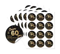 AHANDMAKER 1.97 Inch Cheers to 60 Years Sticker Labels, 60Pcs Black Gold 60th Birthday Stickers, Self-Adhesive Thank You Celebrating with Me Party Circle Stickers for Party Favors and Envelope Seals