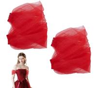 AHANDMAKER 1 Pair Detachable Sleeves for Wedding, Dresses Tulle Gloves Red Bride Arm Straps Long Wedding Sheer Sleeves for Brides Sleeves Women Party Dress Fashion Accessories