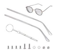 AHANDMAKER 1 Pair Eyeglass Replacement Arm Metal Glasses Replacement Temple Eyewear Frame Temple Accessory Inlaid Metal Eyeglass Repair Legs for Glasses Sunglasses Full-Rim Glasses, Clear