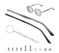 AHANDMAKER 1 Pair Eyeglass Replacement Arm Metal Glasses Replacement Temple Eyewear Frame Temple Accessory Inlaid Metal Eyeglass Repair Legs for Glasses Sunglasses Full-Rim Glasses, Black