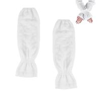 AHANDMAKER 1 Pair Mesh Arm Sleeves for Women, 46cm Long Arm Sleeves Sheer Gloves Fingerless Sunscreen Gloves Summer Arm Sleeves for Party Outdoor Sport Activities, White