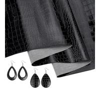 AHANDMAKER 1 Yard Crocodile Texture Faux Leather Fabric, 54 Inches Wide Embossed Alligator Synthetic PVC Fabrics Vinyl Upholstery Fabric for Wallets Keychains Handbags Making DIY Crafts, Black