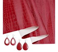 AHANDMAKER 1 Yard Crocodile Texture Faux Leather Fabric, 54 Inches Wide Embossed Alligator Synthetic PVC Fabrics Vinyl Upholstery Fabric for Wallets Keychains Handbags Making DIY Crafts, Red