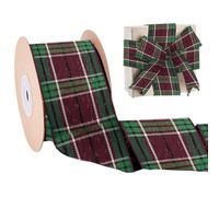 AHANDMAKER 10 Yards Buffalo Plaid Ribbon Red and Green Check Wired Ribbon 2 Inches Width Gingham Plaid Strip for Bow Wreath Supplies Gifts Wrapping DIY Craft Christmas Tree Decorations
