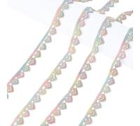 AHANDMAKER 10 Yards Colorful Heart Lace Trim, 3/8" Width Heart Embroidery Lace Ribbon, Metallic Fabric Trim Edging Trimmings for Sewing DIY Crafts Gift Wrapping Clothing Curtain Hat Bags Home Decor