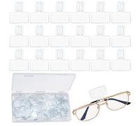 AHANDMAKER 100 Pcs Clear Plastic Price Tag Holders for the Frame of Glasses, Mini Rectangle Label Holders, Hanging Card Protector Sleeve, Suitable for Spectacle Frames Glasses Frame Eyeglass Frames