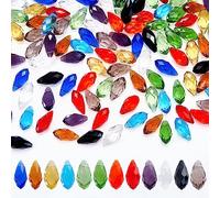 AHANDMAKER 100 Pcs Faceted Teardrop Glass Beads, 10 Colors Transparent Waterdrop Crystal Glass Drop Spacer Beads for DIY Craft Jewelry Making, Hole: 1mm