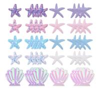 AHANDMAKER 100Pcs 10 Styles Ocean Theme Sequin Patches, Decorative Cartoon Starfish Shell Shape Appliques Shiny Sew on Patch for Clothes Jackets Jeans Dresses Shoes Hats Bags Decoration DIY Crafts