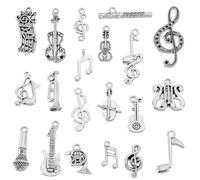 AHANDMAKER 100Pcs 20 Styles Music Charms, Vintage Multistyle Musical Notes Instruments Music Symbols Charm Antique Silver Metal Pendants for DIY Jewelry Making Necklaces Bracelets Keychains