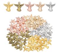 AHANDMAKER 100Pcs 5 Colors Angel Charms, Tiny Guardian Angels Pendants Cute Metal Angel Wings Dangle Charm for Jewelry Making Necklaces Bracelets Earrings Keychains DIY Crafts Gifts