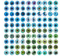 AHANDMAKER 100Pcs Glass Eyes Cabochons 12mm Mixed Style Eyes Flatback Dome Cabochons Half Round with Evil Eye Pattern for Art Props Christmas Photo Cameo Pendant Jewelry Making