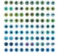 AHANDMAKER 100Pcs Glass Eyes Cabochons 8mm Mixed Style Eyes Flatback Dome Cabochons Half Round with Evil Eye Pattern for Art Props Christmas Photo Cameo Pendant Jewelry Making