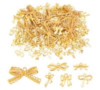 AHANDMAKER 100Pcs Gold Bow Charms 6 Styles Bowknot Charms Bow Link Charms Cute Bow Charms & Links for Jewelry Making Diy Crafting Supplies Necklace Bracelet Earring