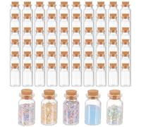AHANDMAKER 100Pcs Mini Glass Bottles 10ml Small Glass Jars with Cork Lids DIY Message Decoration Clear Tiny Vials for DIY Projects Party Favors Wedding Decorations Art Crafts