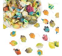 AHANDMAKER 100Pcs Plastic Fish Figurines, Tropical Fishes Figure Play Set with Fake Small Fish Assorted Tiny Fishes Figurines Party, Mixed Color Sea Animals Figurine for Decoration