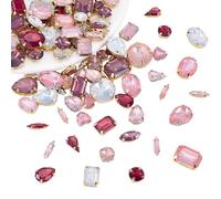 AHANDMAKER 100Pcs Sew on Rhinestones, 5 Colors Mixed Shapes Sew on Crystals Mental Flatback with Light Gold Claw, Rhinestones Crystal Gems Sewing Beads for DIY Crafts Clothes Dress Shoes