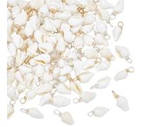 AHANDMAKER 100Pcs Shell Pendants 2 Colors Spiral Seashells Natural Shell Charm Seashells Pendant with Copper Wire Loops for Jewelry Making Earring Necklace Bracelet DIY Craft Supplies 4x6mm