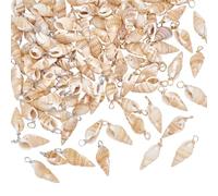 AHANDMAKER 100Pcs Shell Pendants 2 Colors Spiral Seashells Natural Shell Charm Seashells Pendant with Copper Wire Loops for Jewelry Making Earring Necklace Bracele DIY Craft Supplies 6x7mm