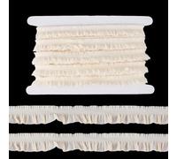 AHANDMAKER 10M Ruffle Lace Trim, Light Yellow Gathered Ribbon 10% Spandex 90% Polyamide Wave Edge Sewing Lace Trim for Home DIY Sewing Crafts Costume Pillowcase Embellishments