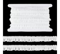 AHANDMAKER 10M Ruffle Lace Trim, White Gathered Ribbon 10% Spandex 90% Polyamide Wave Edge Sewing Lace Trim for Home DIY Sewing Crafts Costume Pillowcase Embellishments