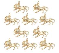 AHANDMAKER 10Pcs 18K Gold Plated Lion Charms, Golden Wildlife Shaped Dangle Charm with Jump Ring Animal Themed Pendants for Jewelry Making DIY Necklaces Bracelets Earrings Craft Supplies Gifts