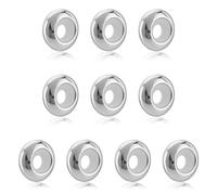 AHANDMAKER 10pcs 925 Sterling Silver Stopper Charms Rondelle Stopper Beads with 2.5mm Hole Rubber Inside for Bracelets Jewelry Making Christmas Party Decoration Gift