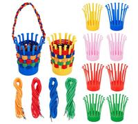 AHANDMAKER 10Pcs Basket Weaving Kit with 30 Cords Plastic Weaving Base for Baskets Making DIY Hand Knitted Basket for for Imagination Coordination Fun Educational Handicraft Arts Storage