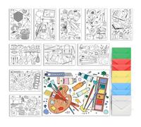 AHANDMAKER 10Pcs Daily Life Theme Coloring Greeting Cards, Gardening Tool Painting Greeting Card Kit, Painting Tools Coloring Greeting and Thank You Note Cards, with Envelopes Included (8x6 Inch)