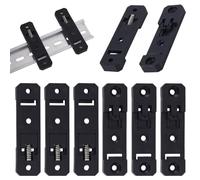 AHANDMAKER 10Pcs DIN Rail Mounting Brackets, 76x20x8mm Rectangle Universal Mounting Supports Standard Nylon Industrial Electrical Clamps for Switches Circuit Breakers Solid State Relays, Black